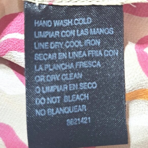 Vintage Mixit 100% Silk Tie Neck Top Sleeve Less Button Down Blouse Sz 8 Casual - Picture 8 of 8